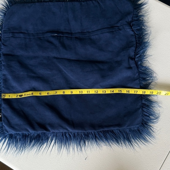 Luxurious Navy Faux Fur Pillow - Picture 2 of 5